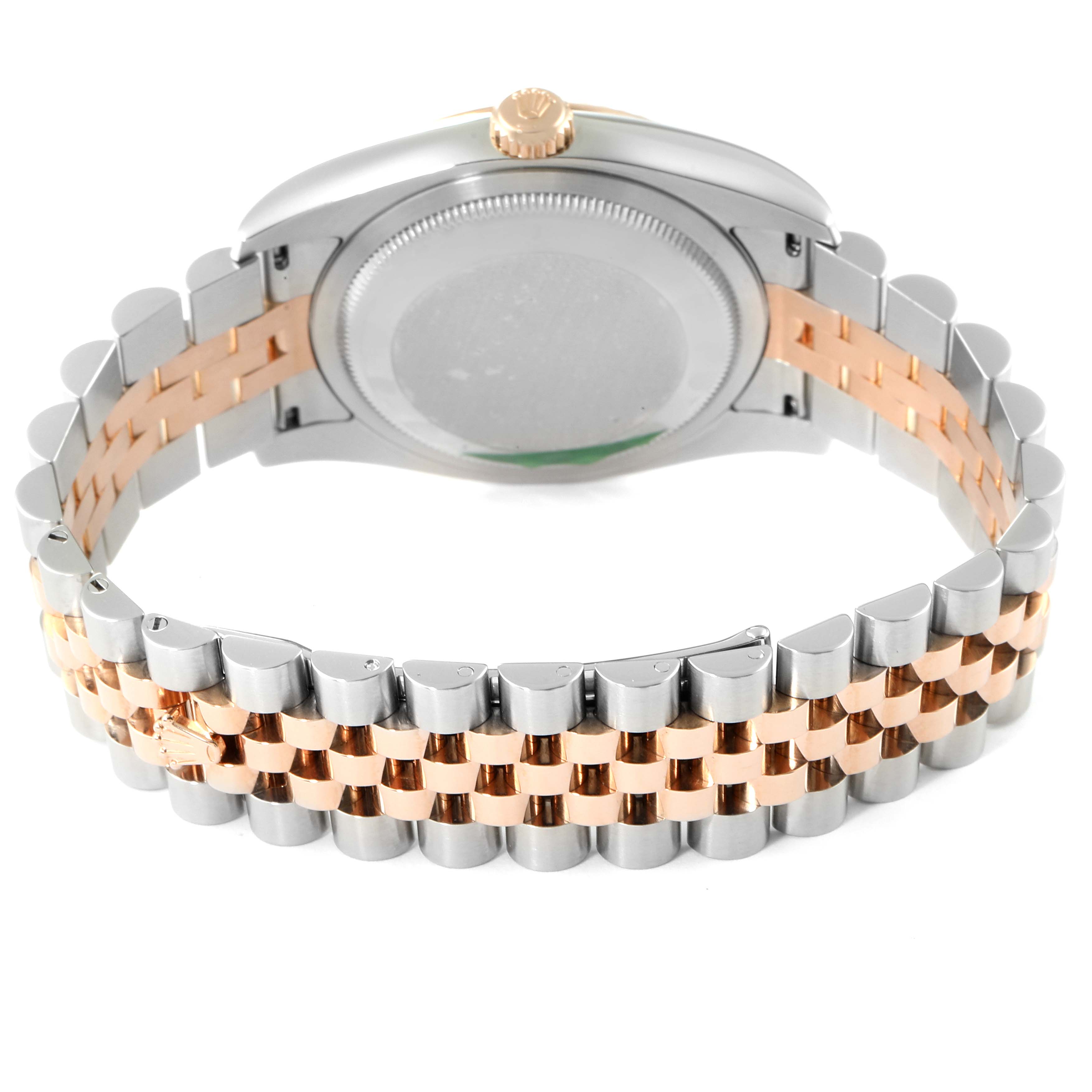 The image shows the back casing and bracelet of a Rolex Datejust 116231 Men's Steel and Gold (two tone) Black Dial 116231 Men's Steel and Gold (two tone) Black Dial watch viewed from the rear.