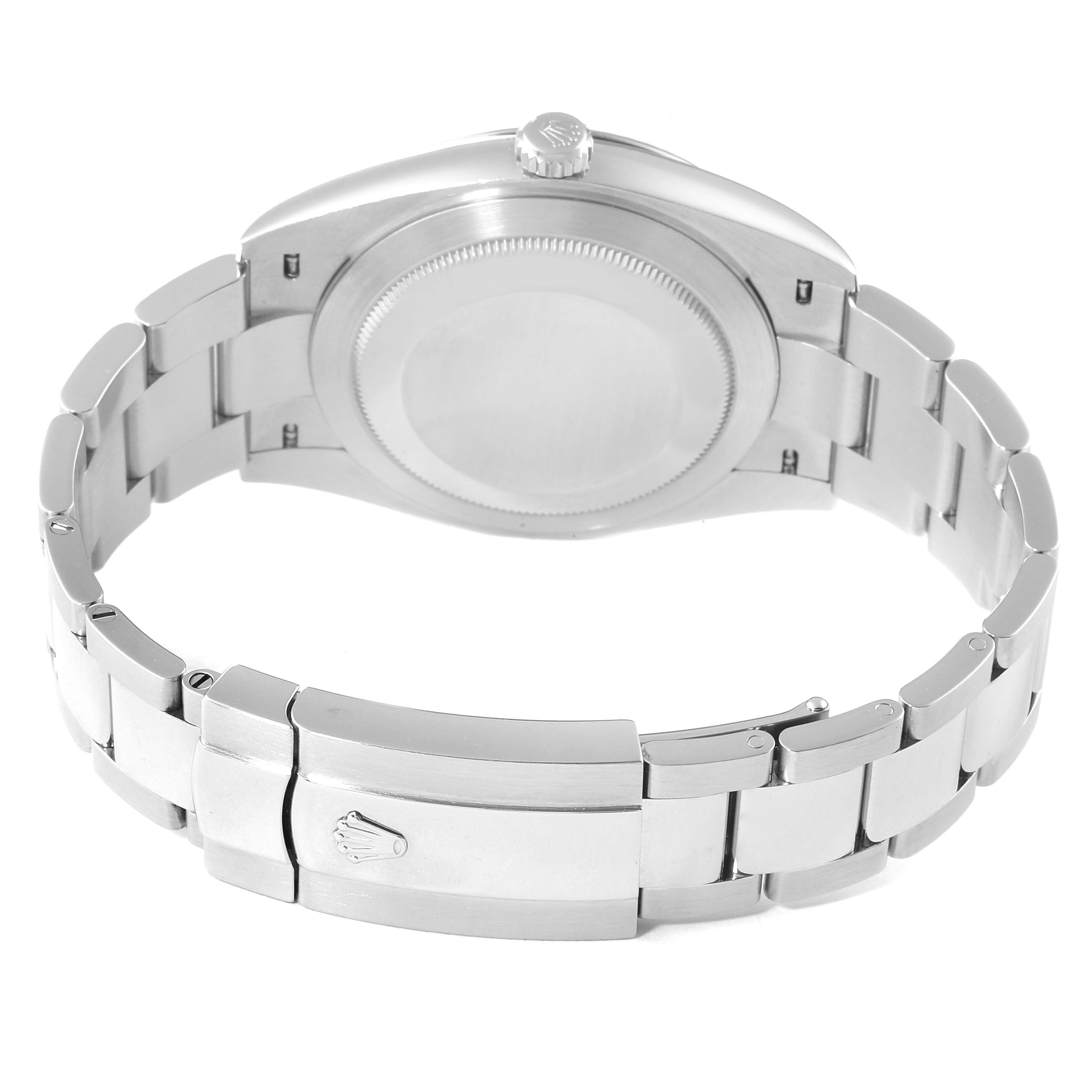 This image shows the back case and clasp of a Rolex Datejust 41 126334 Men
s Stainless Steel Blue Dial 126334 Men
s Stainless Steel Blue Dial watch, with a focus on the bracelet and crown.