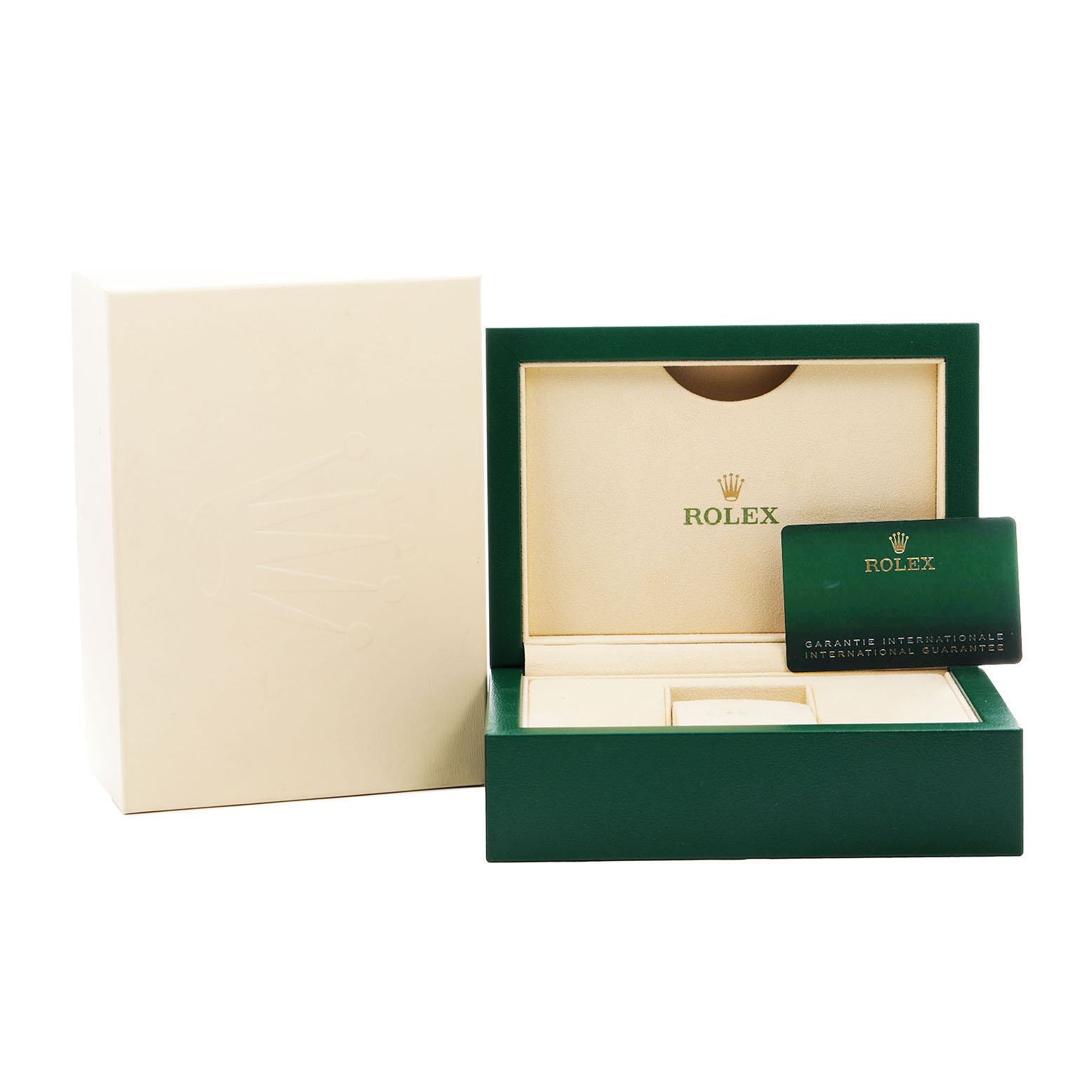 The image shows the box and warranty card for the Rolex Datejust 278273 Women's Steel and Gold (two tone) White Dial model.