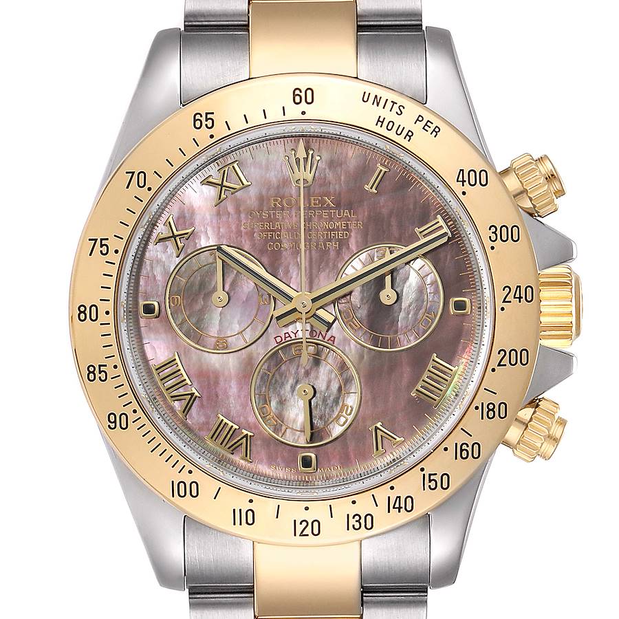 Rolex Daytona Steel Yellow Gold MOP Dial Chronograph Mens Watch 116523 SwissWatchExpo