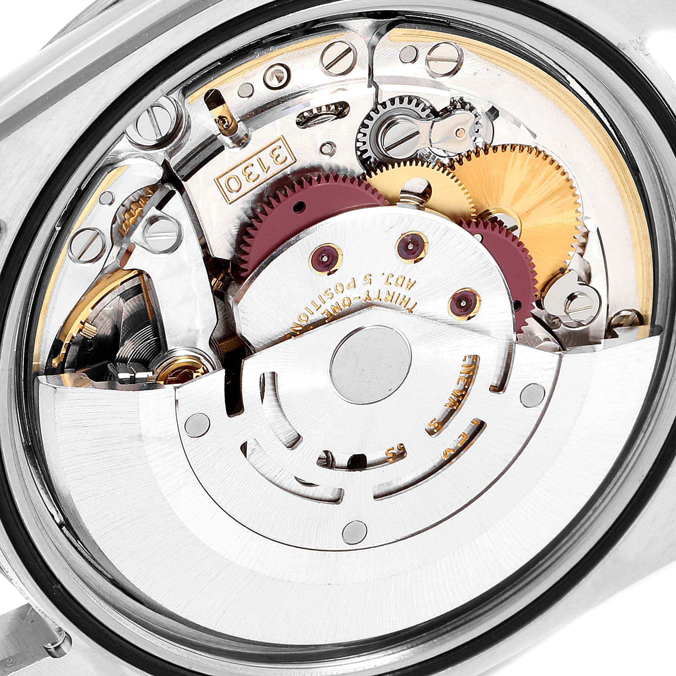 This image shows the internal mechanical movement of the Rolex Explorer 114270 Men
s Stainless Steel Black Dial 114270 Men
s Stainless Steel Black Dial watch, viewed from the back.