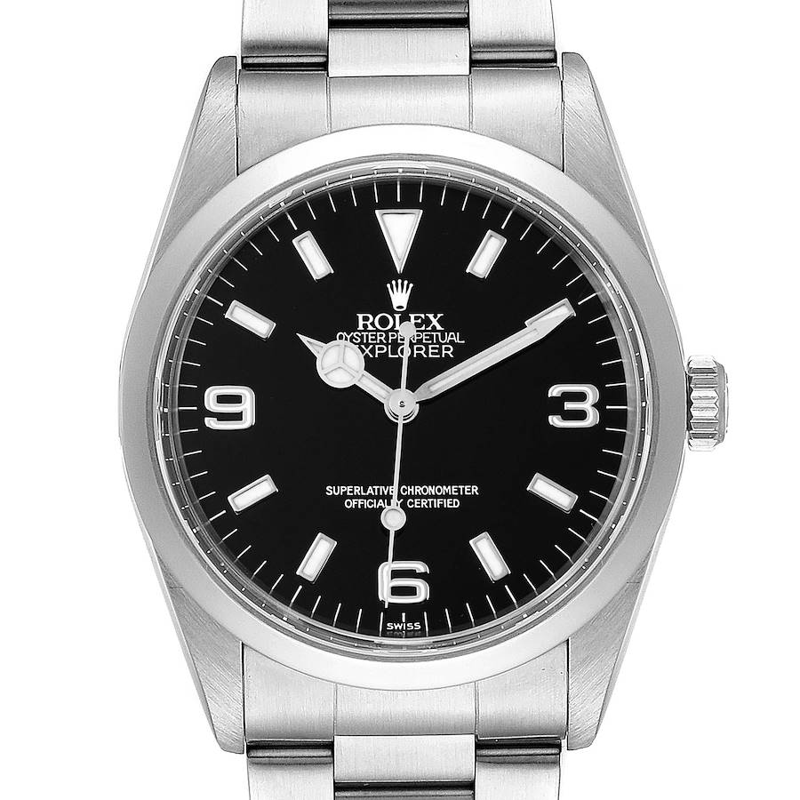 Rolex Explorer I Black Dial Stainless Steel Mens Watch 14270 Box Papers SwissWatchExpo