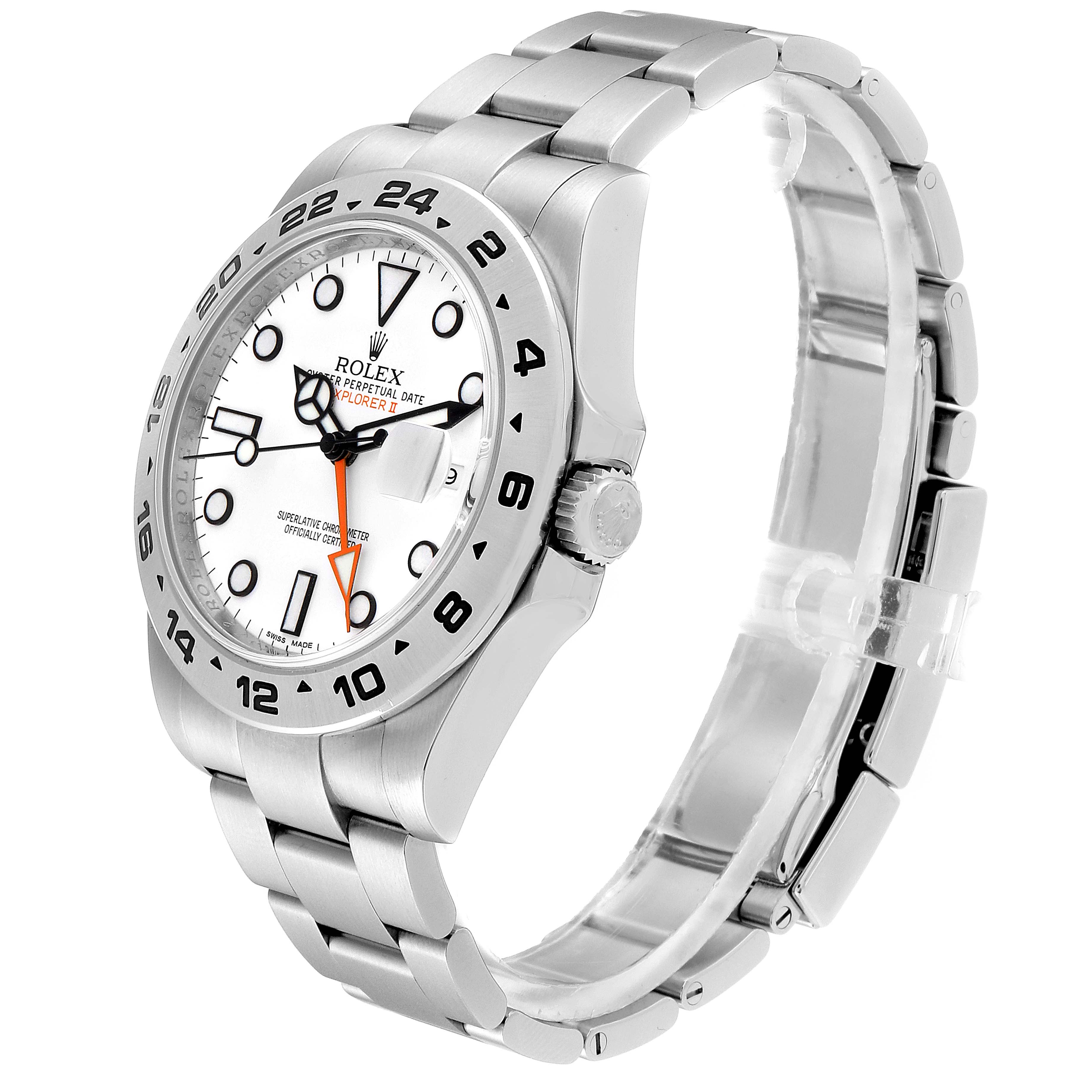 This image shows a side angle of a Rolex Explorer 216570 Men
s Stainless Steel White Dial 216570 Men
s Stainless Steel White Dial watch, displaying its face, bezel, crown, and bracelet.
