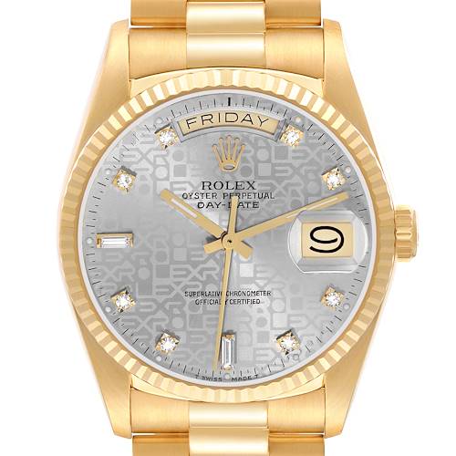 Photo of Rolex President Day-Date Yellow Gold Anniversary Diamond Dial Mens Watch 18038