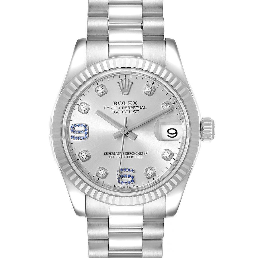 Rolex President Midsize White Gold Sapphire Diamond Ladies Watch 178279 Box Card SwissWatchExpo