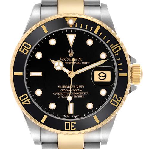 Photo of Rolex Submariner Steel Yellow Gold Black Dial Mens Watch 16613