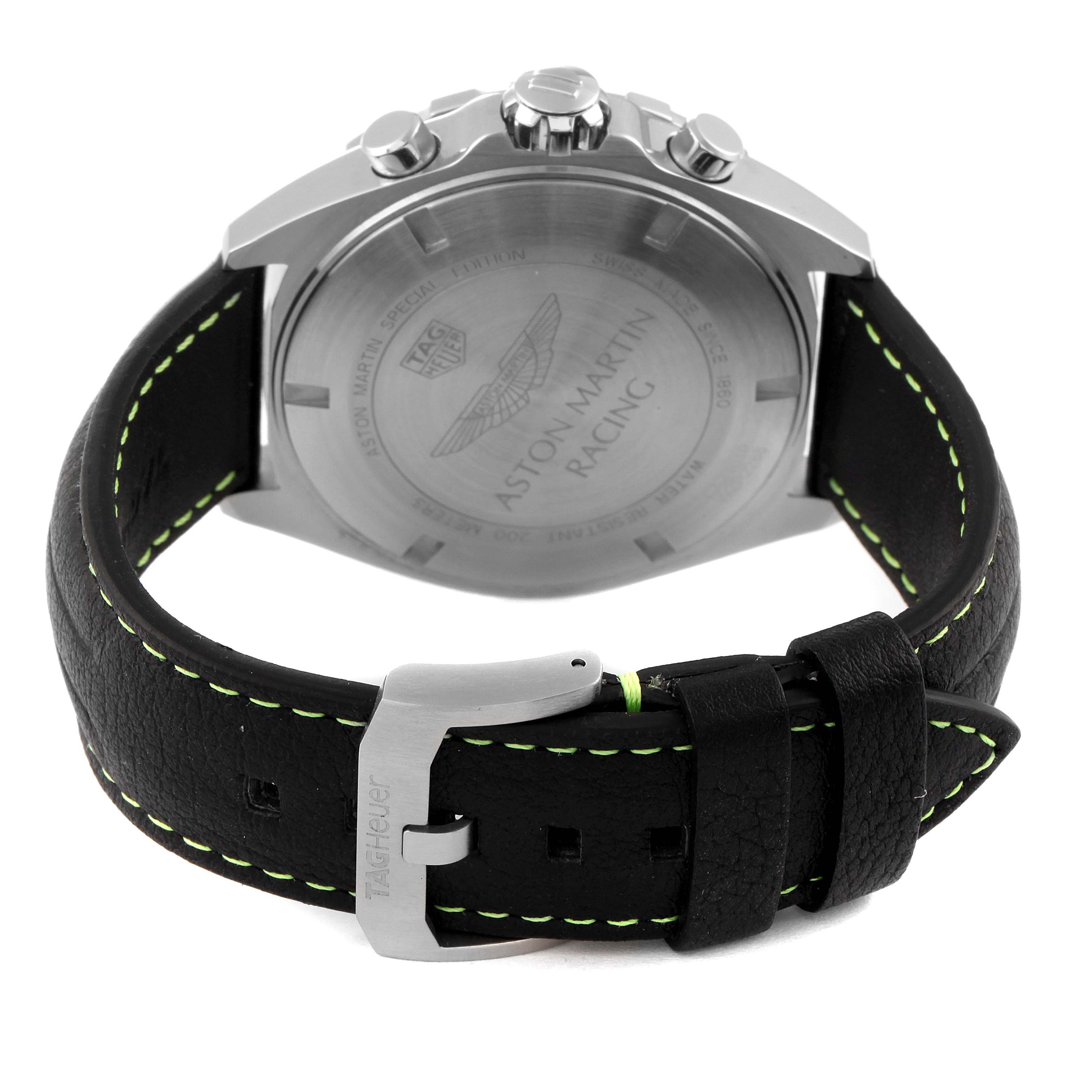 The image shows the back of a Tag Heuer Formula 1 CAZ101P.FC8245 Men's Stainless Steel Black Dial CAZ101P.FC8245 Men's Stainless Steel Black Dial watch, including its case back and leather strap with stitching.