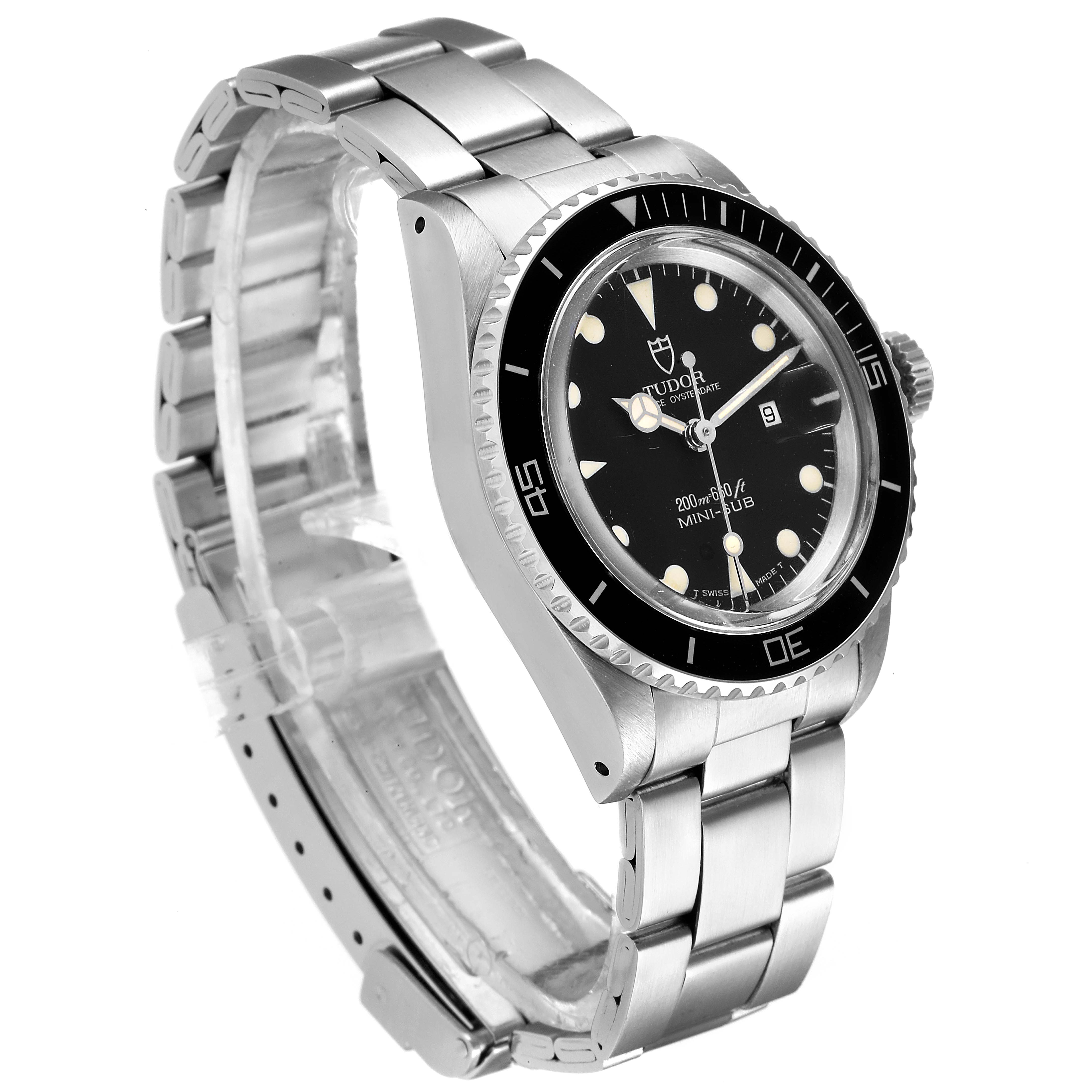 The Tudor Prince 73090 Women's Stainless Steel Black Dial 73090 Women's Stainless Steel Black Dial watch is shown at a three-quarter angle, highlighting the face, bezel, and stainless steel bracelet.