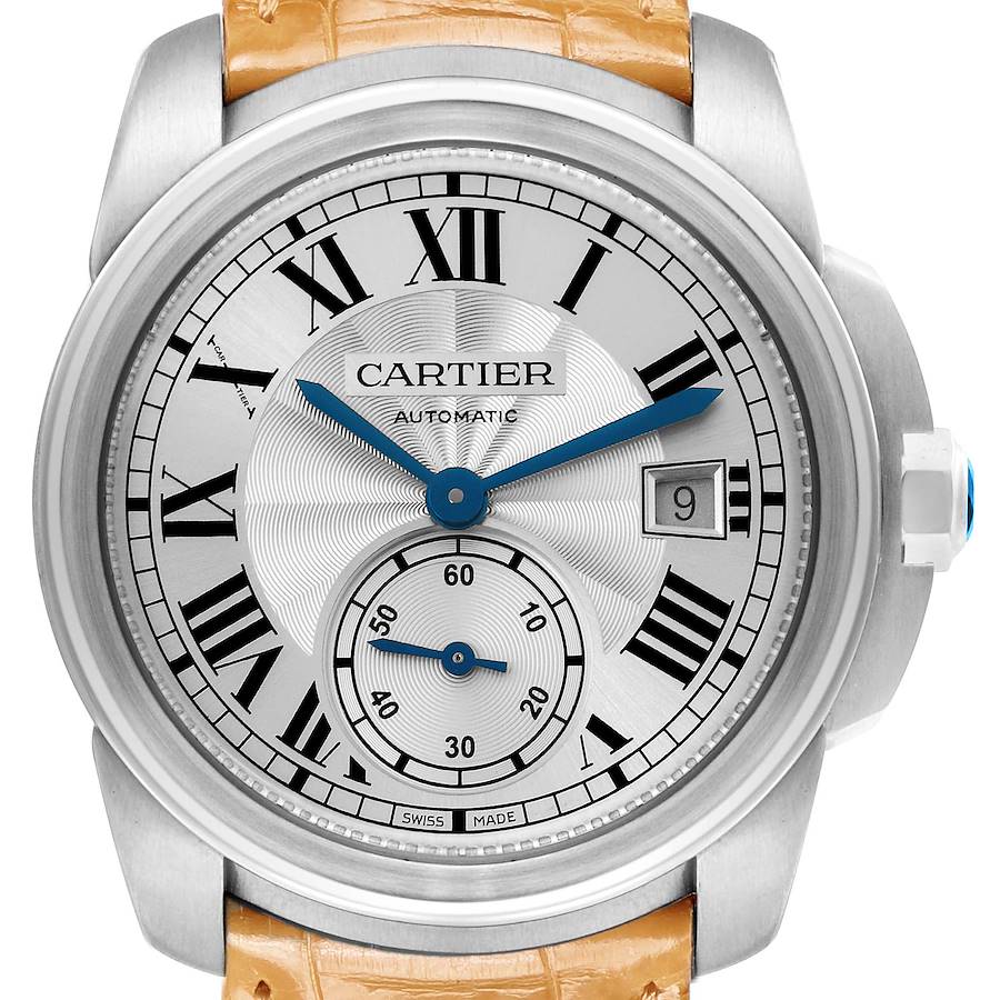 Calibre De Cartier Stainless Steel Silver Dial Mens Watch WSCA0003 Box Papers SwissWatchExpo