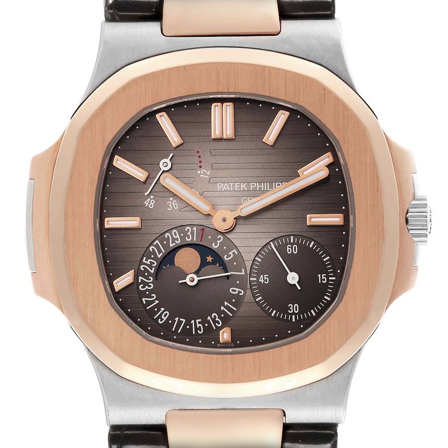 Patek Philippe Nautilus White Rose Gold Moonphase Mens Watch 5712GR Box Papers SwissWatchExpo