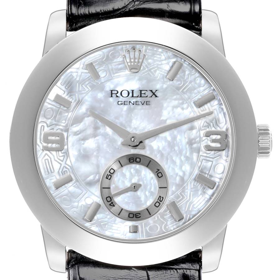 Rolex Cellini Cellinium Platinum Mother of Pearl Dial Mens Watch 5240 SwissWatchExpo