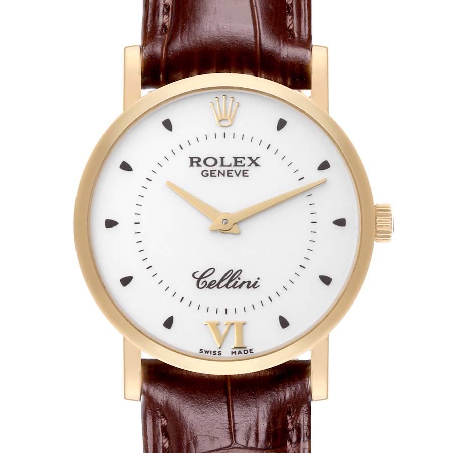 Rolex Cellini Classic Yellow Gold Silver Dial Mens Watch 5115 SwissWatchExpo