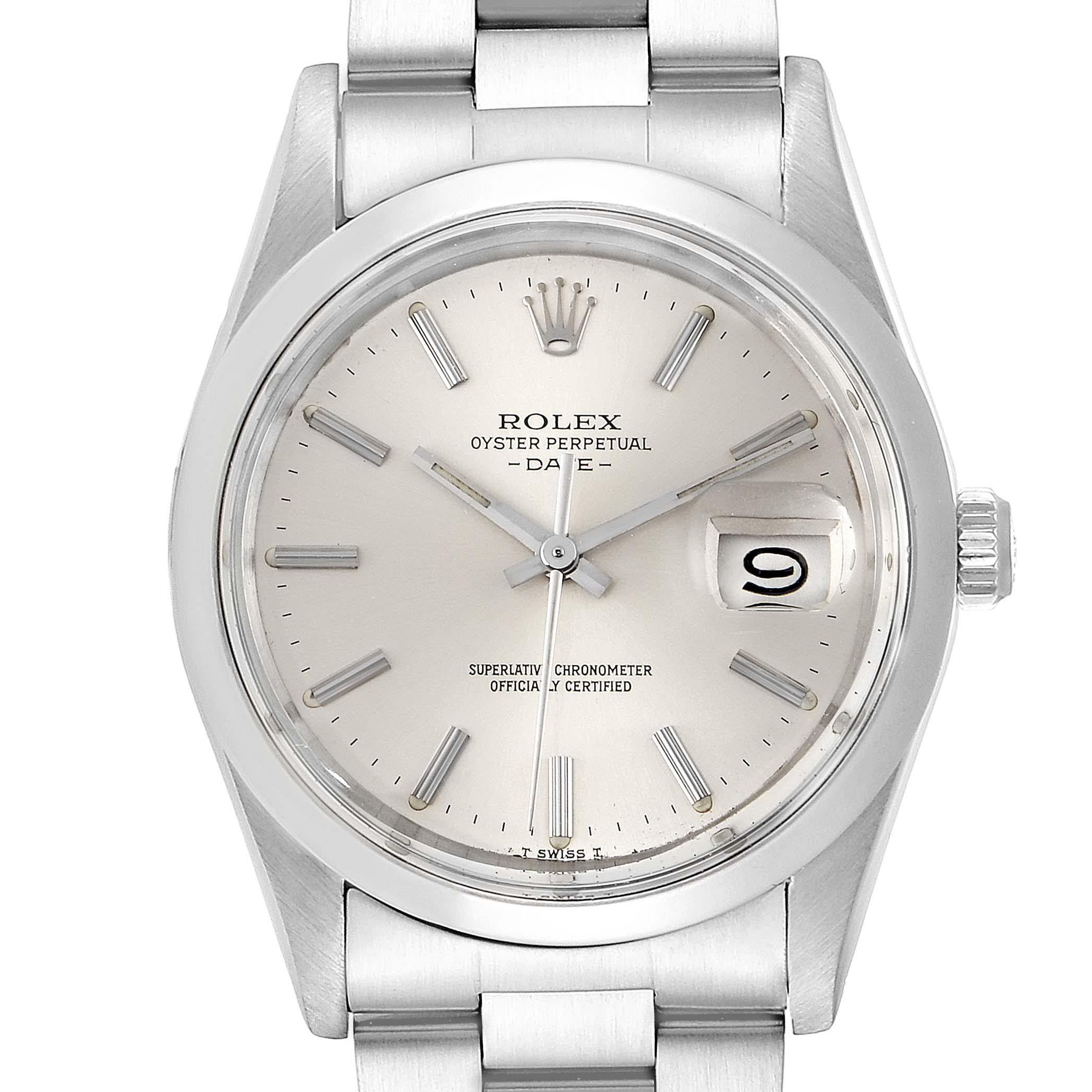 The Rolex Vintage Collection 15000 Men's Stainless Steel Silver Dial 15000 Men's Stainless Steel Silver Dial watch is shown from a front angle, featuring its dial, crown, and part of the bracelet.