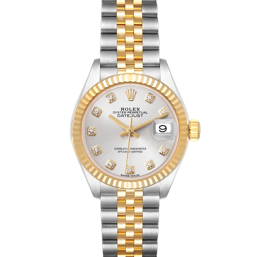 Rolex Datejust 28 Steel Yellow Gold Silver Diamond Dial Ladies Watch 279173 SwissWatchExpo