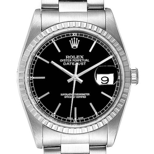 Photo of Rolex Datejust 36mm Black Dial Oyster Bracelet Steel Mens Watch 16220 Box Papers