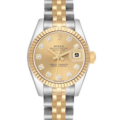 Photo of Rolex Datejust Steel Yellow Gold Diamond Dial Ladies Watch 179173