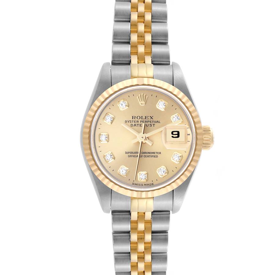 Rolex Datejust Steel Yellow Gold Diamond Dial Ladies Watch 69173 SwissWatchExpo