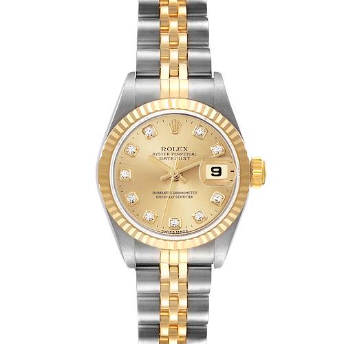 Photo of Rolex Datejust Steel Yellow Gold Diamond Dial Ladies Watch 69173 Box Papers