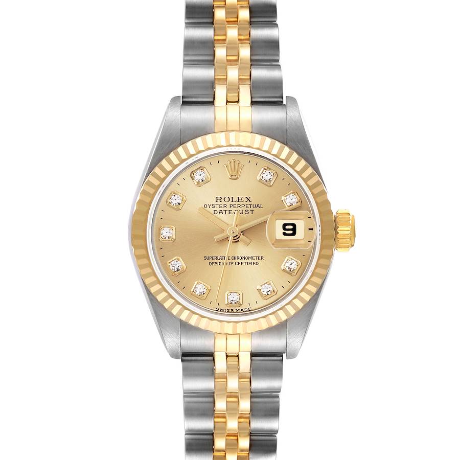 Rolex Datejust Steel Yellow Gold Diamond Dial Ladies Watch 69173 Box Papers SwissWatchExpo