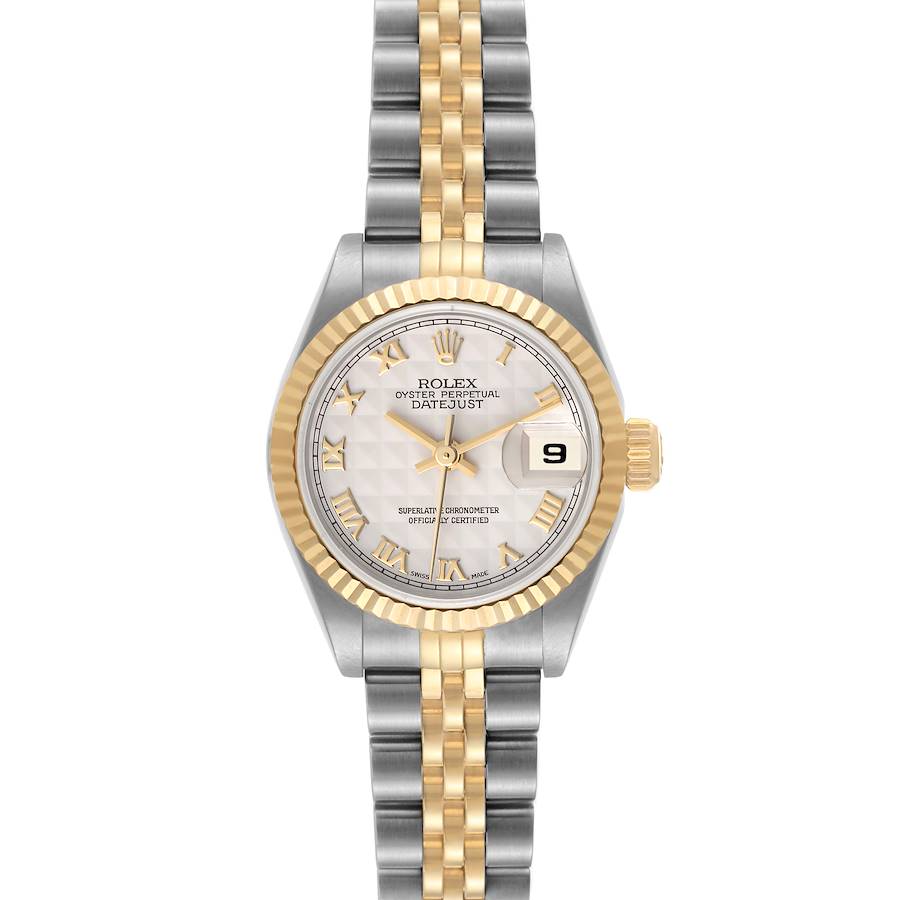 Rolex Datejust Steel Yellow Gold Ivory Pyramid Dial Ladies Watch 69173 SwissWatchExpo