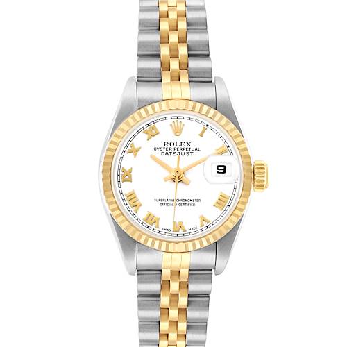 Photo of Rolex Datejust Steel Yellow Gold White Roman Dial Ladies Watch 69173