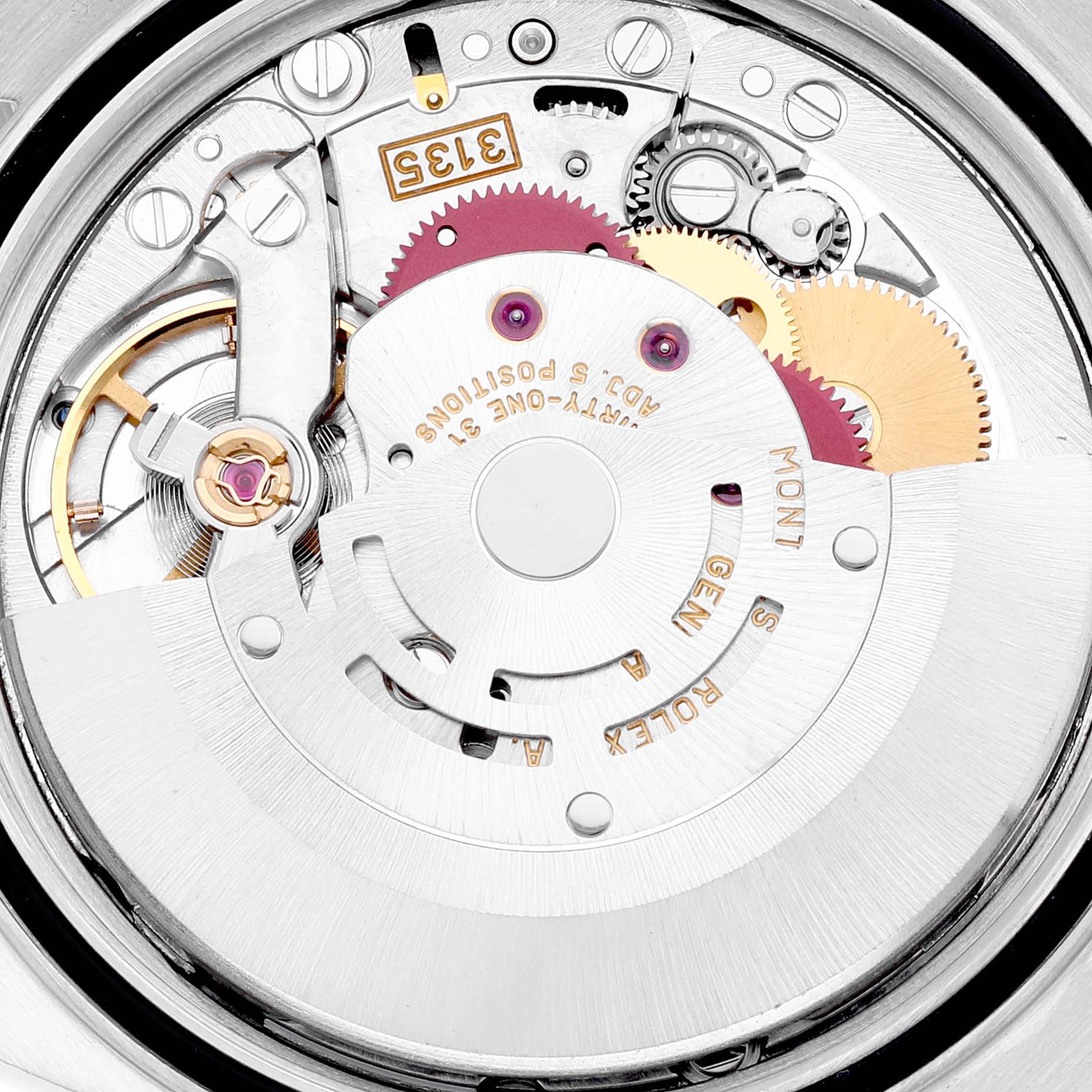 This image shows a close-up of the Rolex Turn-o-Graph 16264 Men
s Stainless Steel Blue Dial 16264 Men
s Stainless Steel Blue Dial watch
s movement, including gears and components.