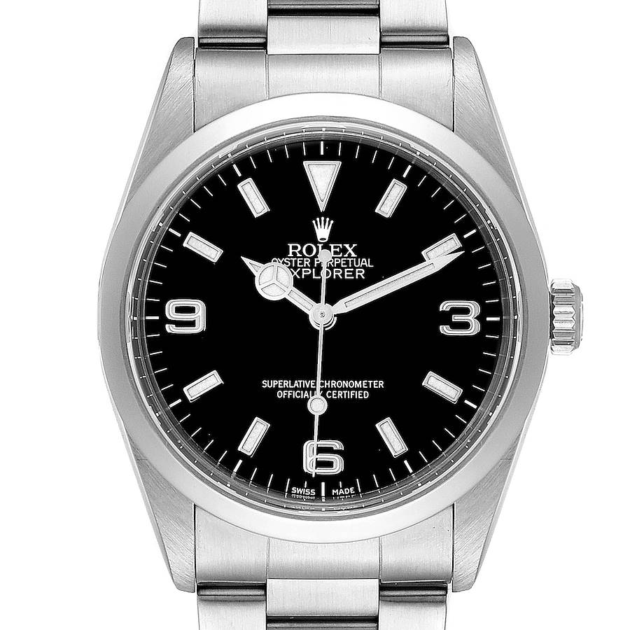 Rolex Explorer I Black Dial Stainless Steel Mens Watch 14270 SwissWatchExpo