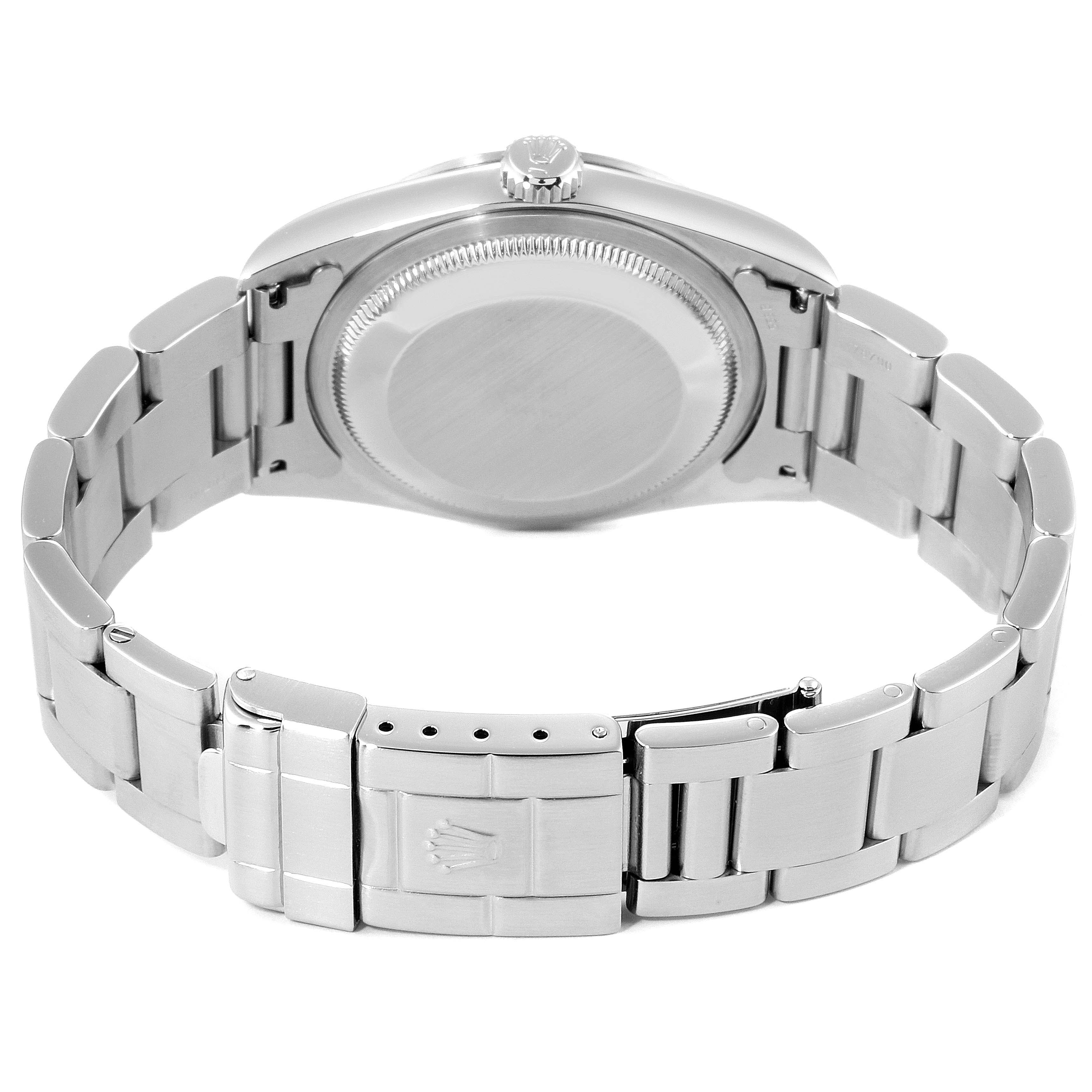 This image shows the back and bracelet of a Rolex Explorer 14270 Men
s Stainless Steel Black Dial 14270 Men
s Stainless Steel Black Dial watch.