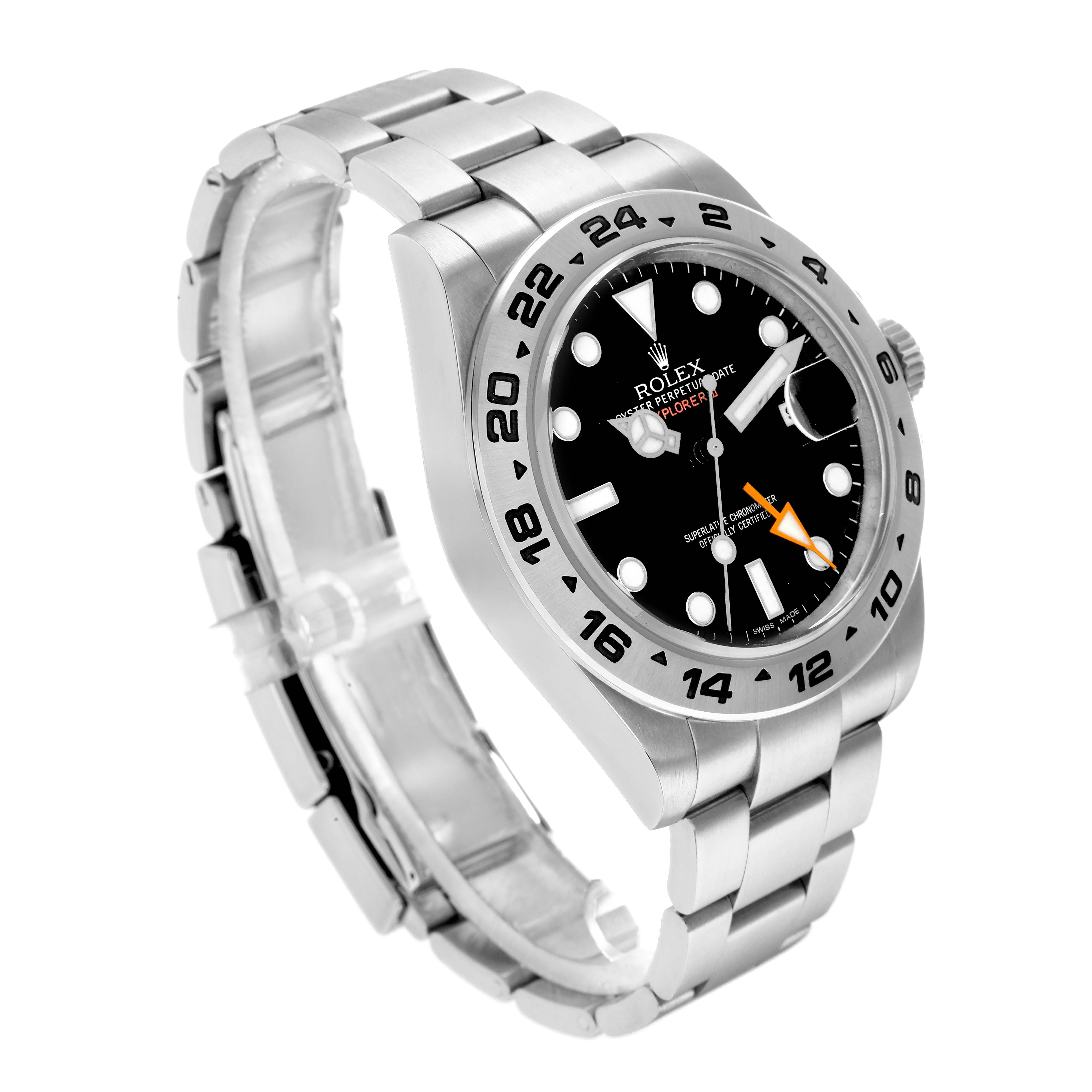 The Rolex Explorer 216570 Men
s Stainless Steel Black Dial model is shown at a three-quarter angle, highlighting the bezel, dial, and bracelet.