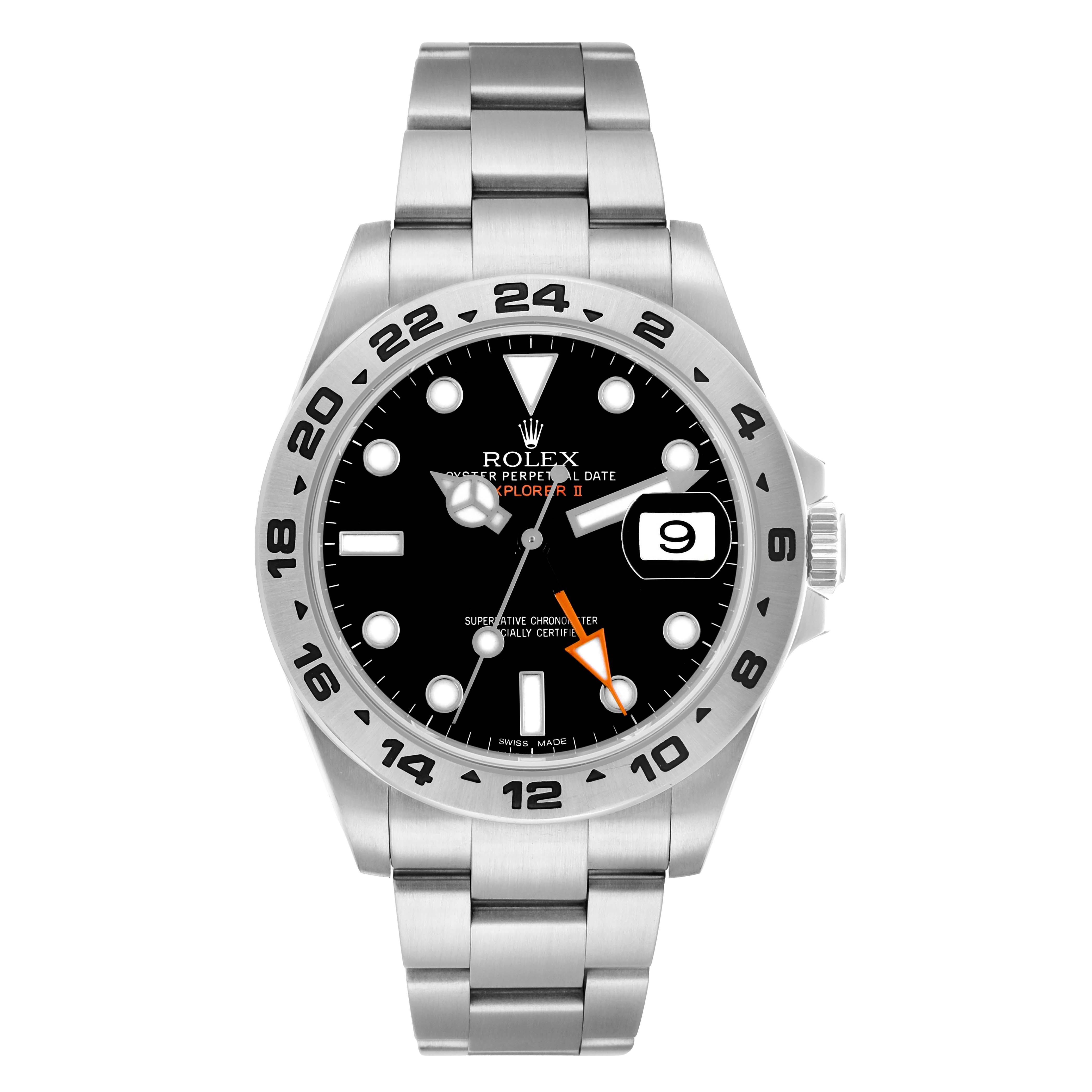 The Rolex Explorer 216570 Men
s Stainless Steel Black Dial model is shown from the front, displaying the full dial, bezel, hands, date window, and bracelet.
