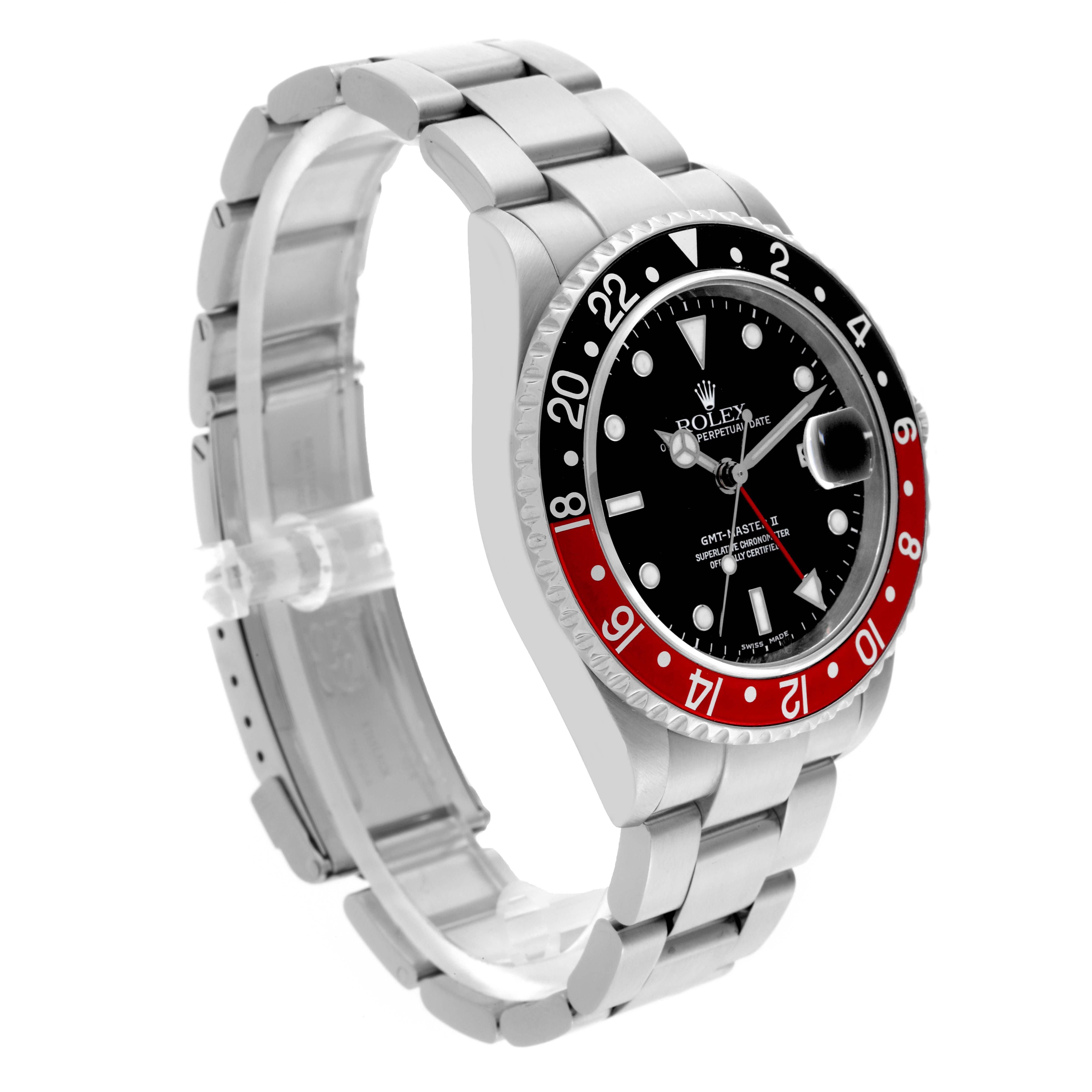 The Rolex GMT-Master 16710 Men
s Stainless Steel Black Dial 16710 Men
s Stainless Steel Black Dial watch is shown at a slight angle, highlighting the bezel, dial, and bracelet.