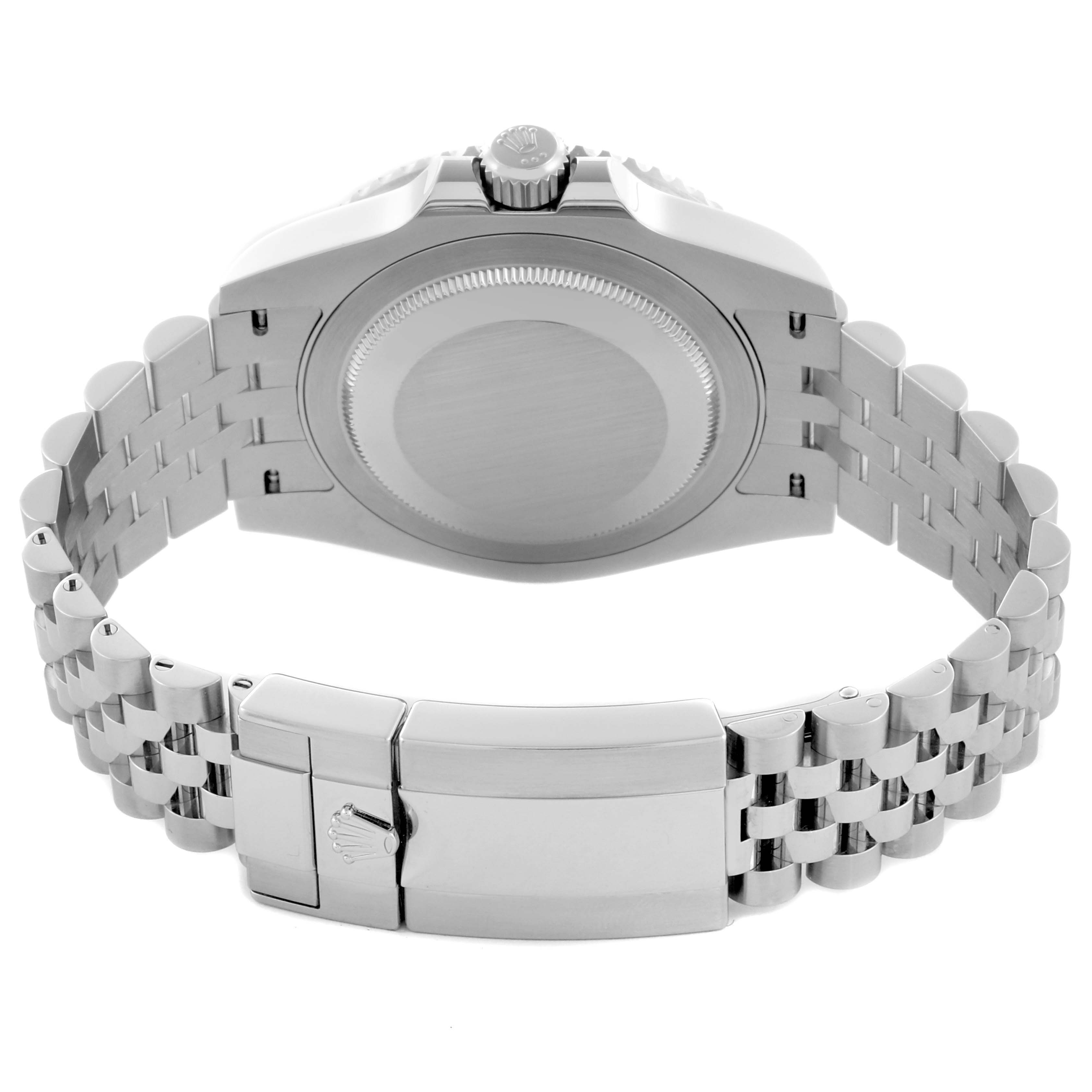 The image shows the back view of a Rolex GMT-Master 126710 Men's Stainless Steel Black Dial 126710 Men's Stainless Steel Black Dial watch, highlighting the clasp and bracelet.