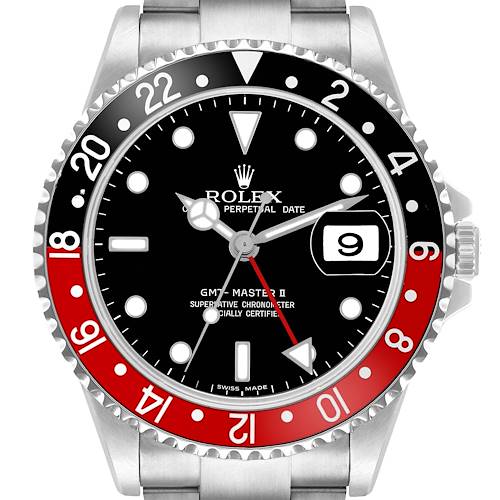 Photo of Rolex GMT Master II Steel Black Red Coke Bezel Mens Watch 16710