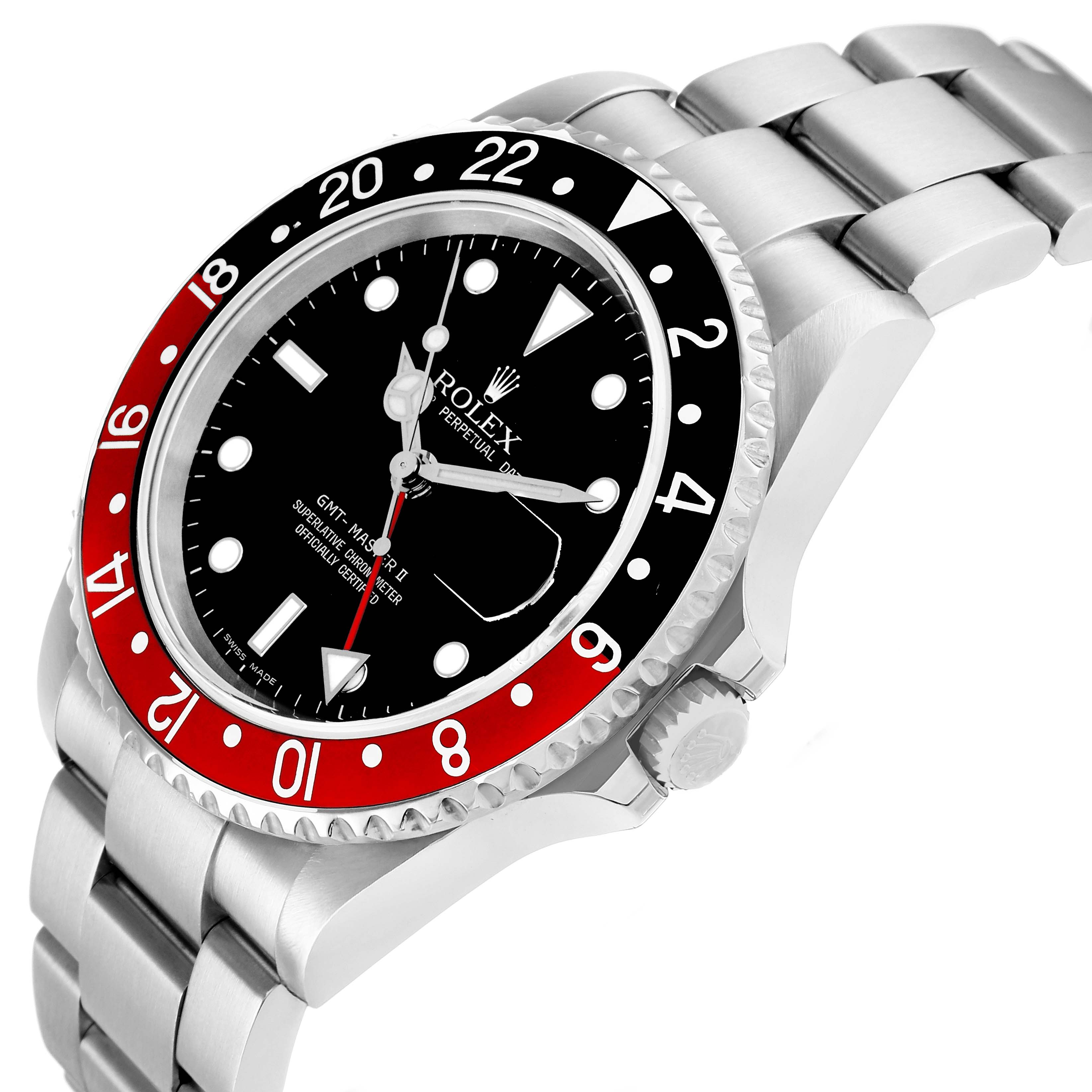 The Rolex GMT-Master 16710 Men
s Stainless Steel Black Dial model is shown at a three-quarter angle, highlighting the bezel, dial, and bracelet.