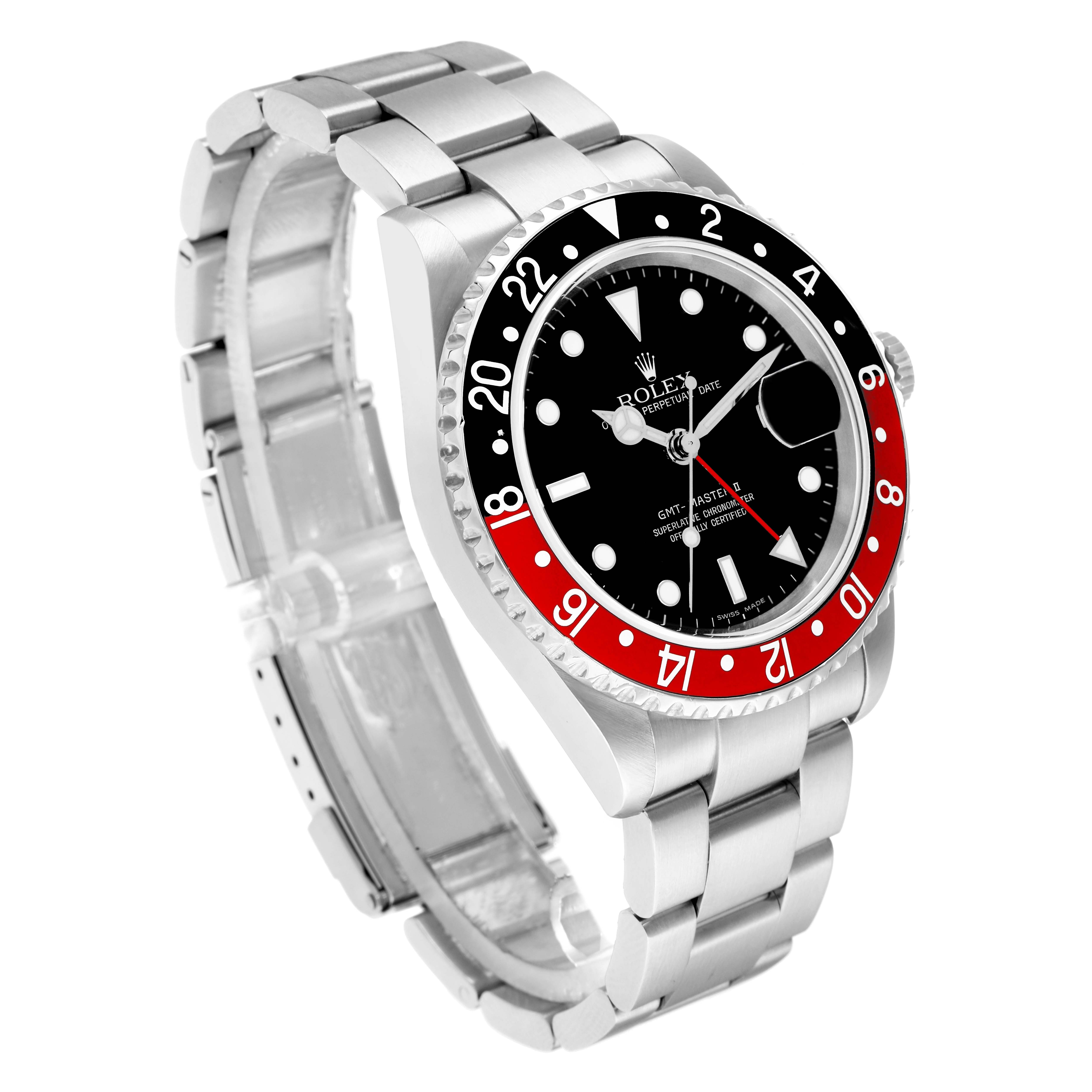 The Rolex GMT-Master 16710 Men
s Stainless Steel Black Dial watch is shown at a slight angle, highlighting the bezel, dial, and bracelet.