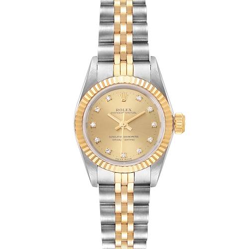 Photo of Rolex Oyster Perpetual Steel Yellow Gold Diamond Ladies Watch 67193 Box Papers