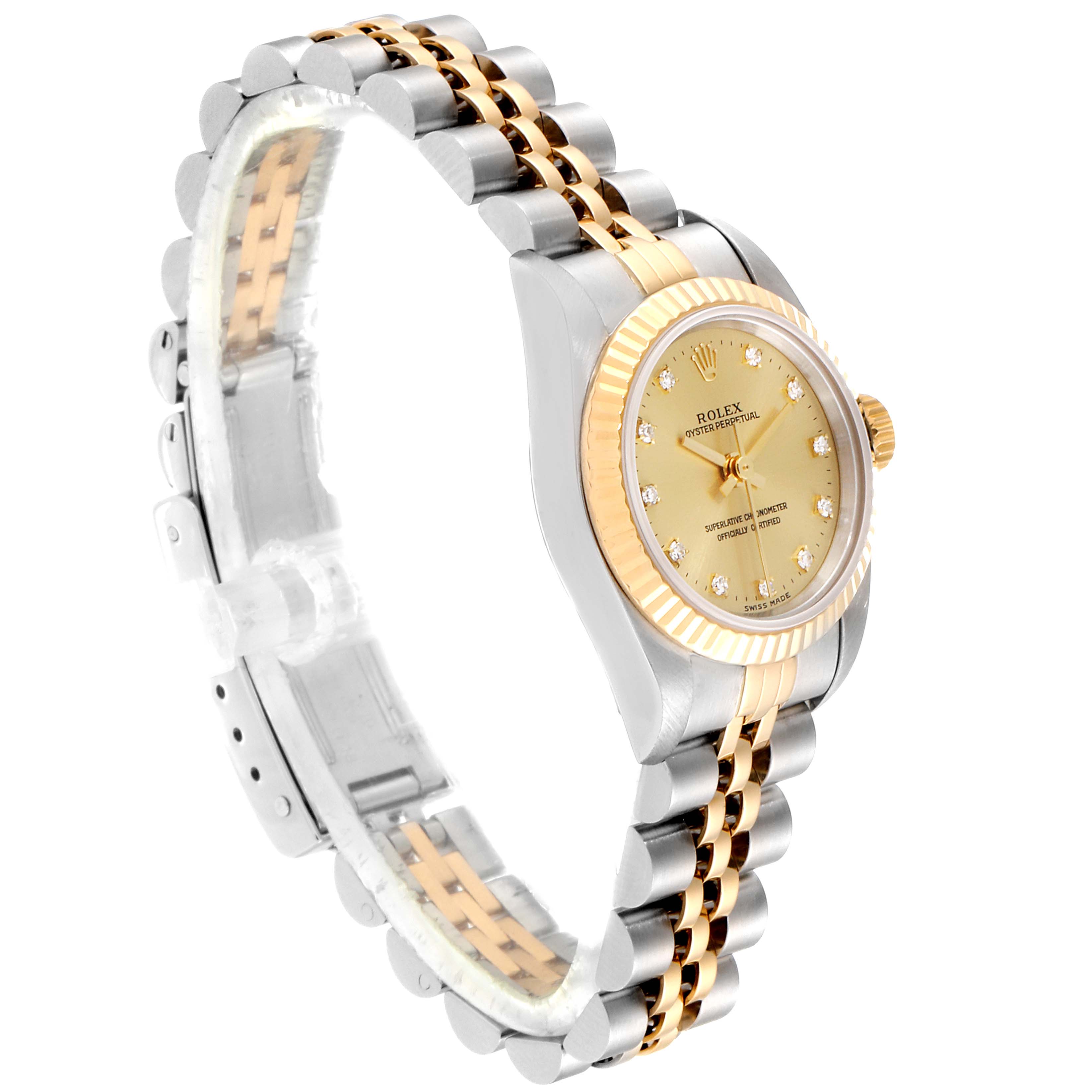 Rolex Oyster Perpetual Steel Yellow Gold Diamond Ladies Watch 67193 Box 