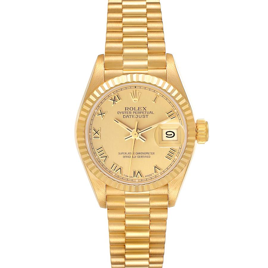 Rolex President Datejust Yellow Gold Roman Dial Ladies Watch 69178 SwissWatchExpo