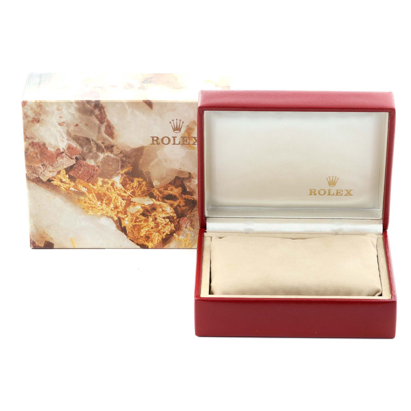 The image shows a Rolex President 69178 Women's Yellow Gold Champagne Dial 69178 Women's Yellow Gold Champagne Dial model box and case from a front angle, with the logo visible inside.