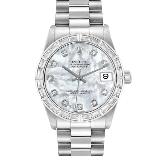 Photo of Rolex President Midsize Platinum Mother of Pearl Diamond Ladies Watch 78266