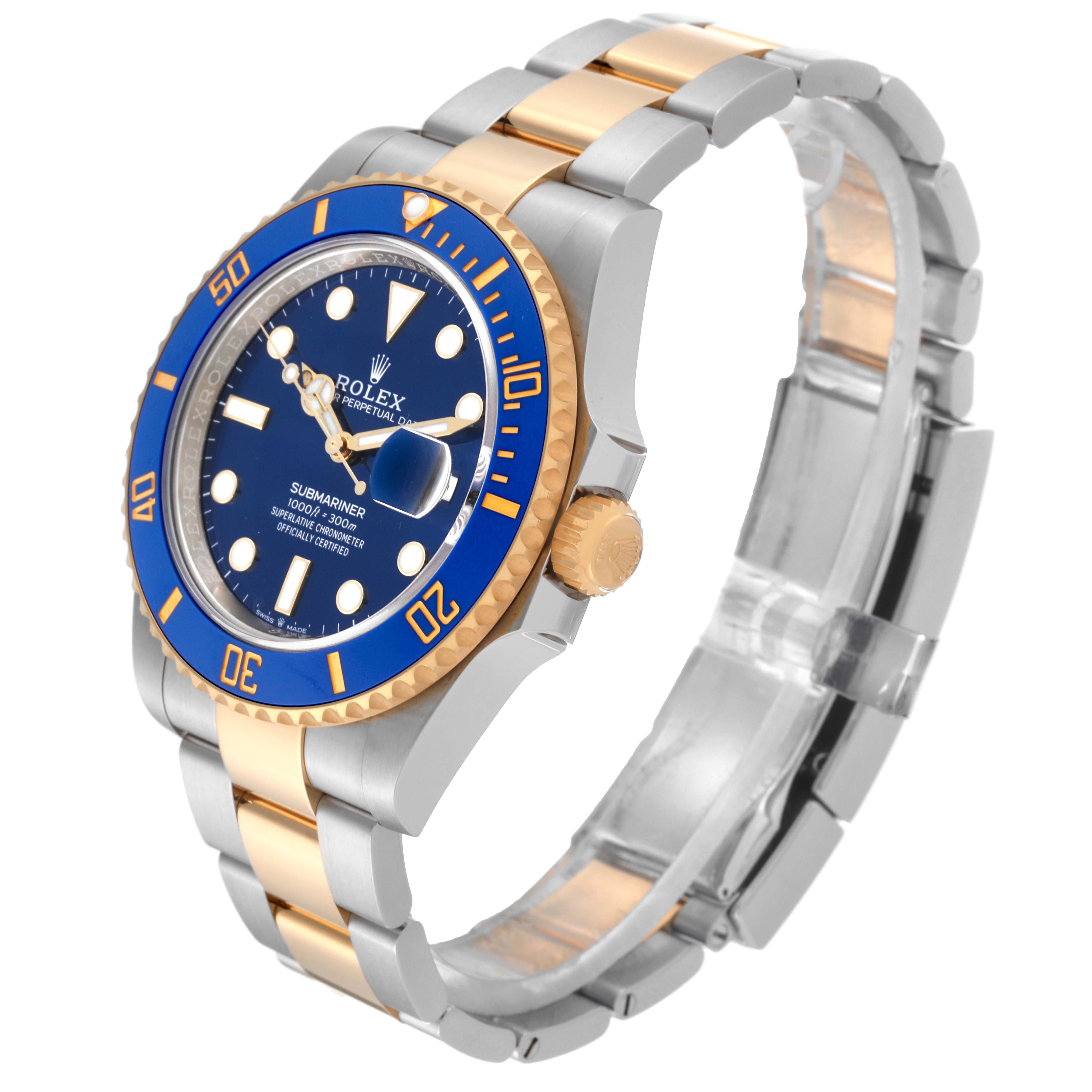 The Rolex Submariner 126613 Men's Steel and Gold (two tone) Blue Dial 126613 Men's Steel and Gold (two tone) Blue Dial is shown at a three-quarter angle, displaying the face, bezel, and bracelet.