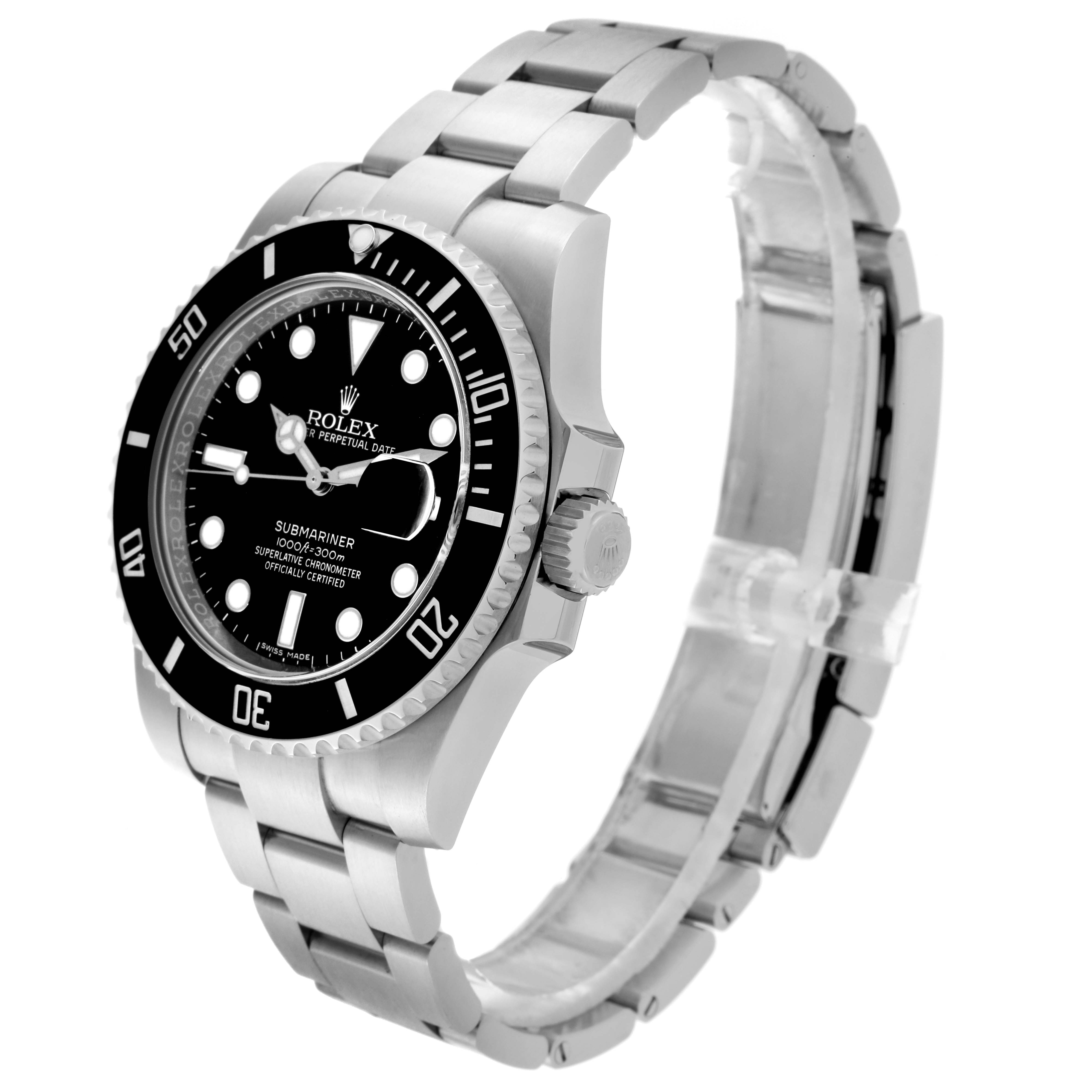 The Rolex Submariner 116610LN Men's Stainless Steel Black Dial 116610LN Men's Stainless Steel Black Dial watch is shown at a three-quarter angle, displaying the face, bezel, crown, and bracelet.