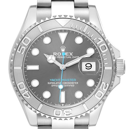 Photo of Rolex Yachtmaster Steel Platinum Bezel Slate Dial Mens Watch 126622 Box Card