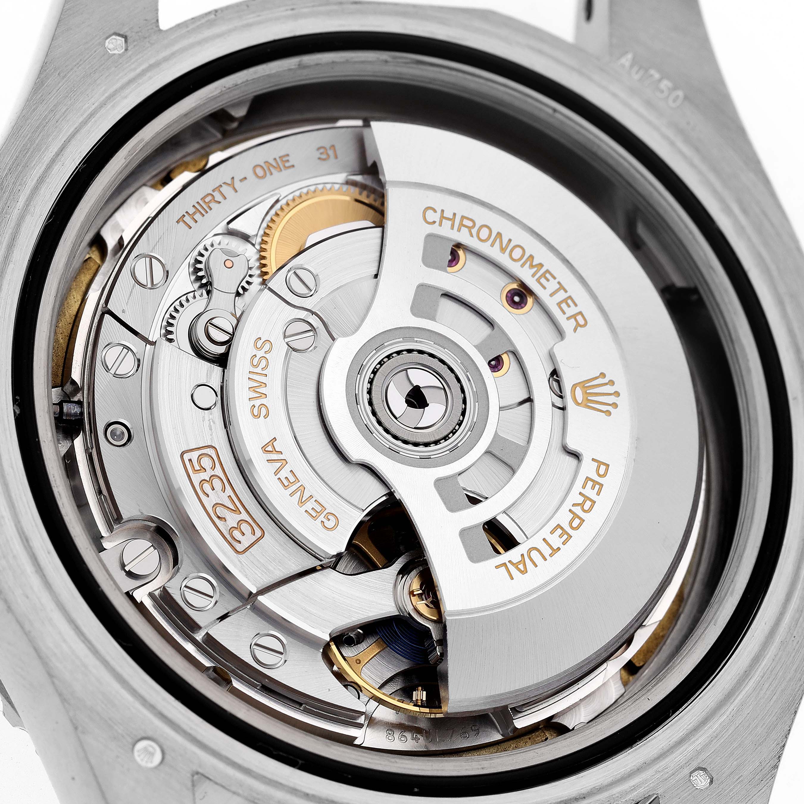 The image shows the movement of a Rolex Yacht-Master 226659 Men's White Gold Black Dial 226659 Men's White Gold Black Dial watch from a back angle, highlighting the chronometer mechanism.