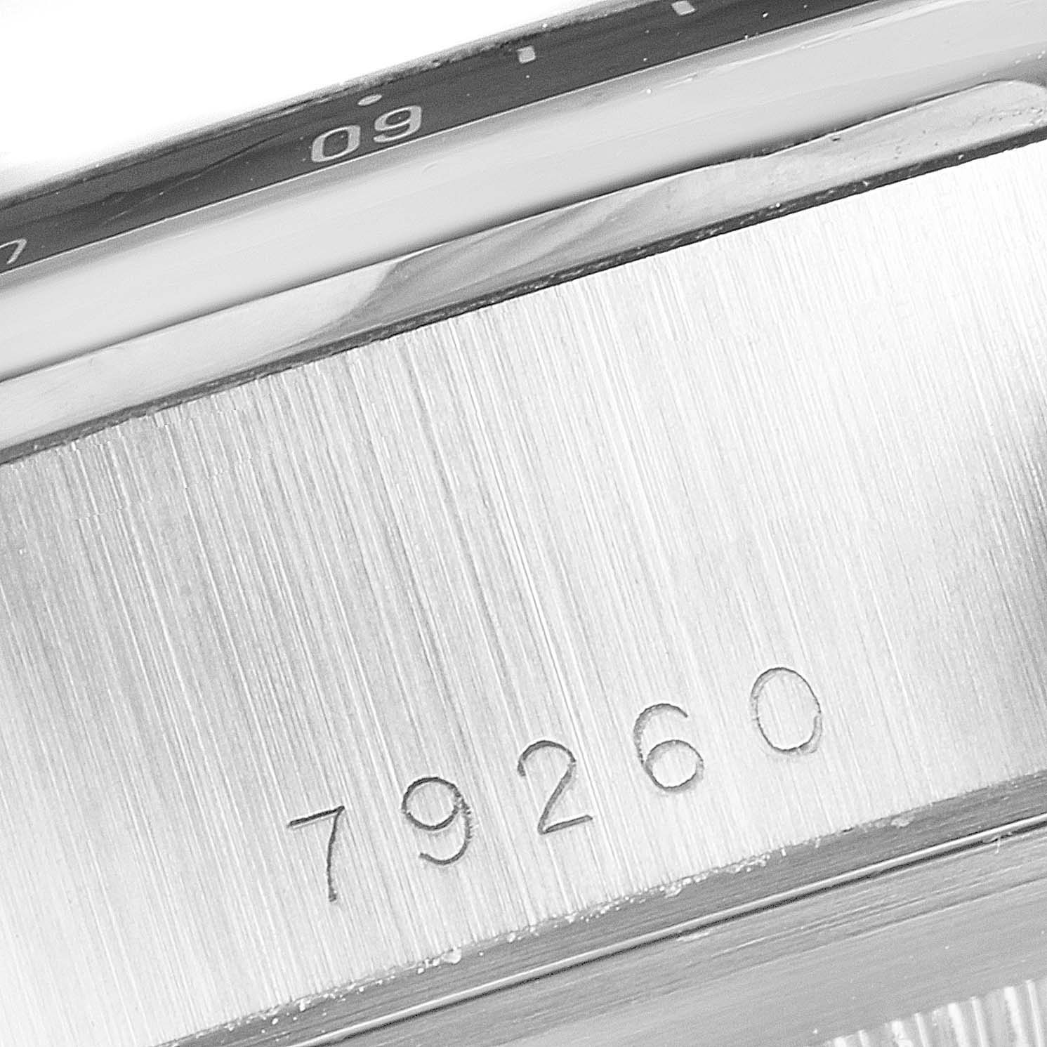 This image shows the side view of the case of a Tudor Tiger 79260 Men's Stainless Steel Yellow Dial 79260 Men's Stainless Steel Yellow Dial model watch, featuring part of the bezel and the reference number 79260.