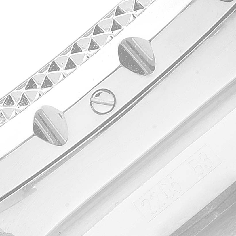 This image shows a close-up of the Breitling Bentley A25362 Men's Stainless Steel Green Dial A25362 Men's Stainless Steel Green Dial model, specifically part of the bezel and crown.