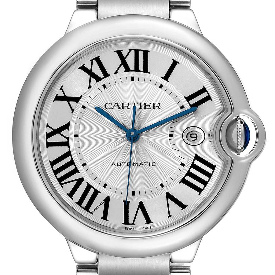 Cartier Ballon Bleu 42 Steel Automatic Silver Dial Mens Watch W69012Z4 SwissWatchExpo