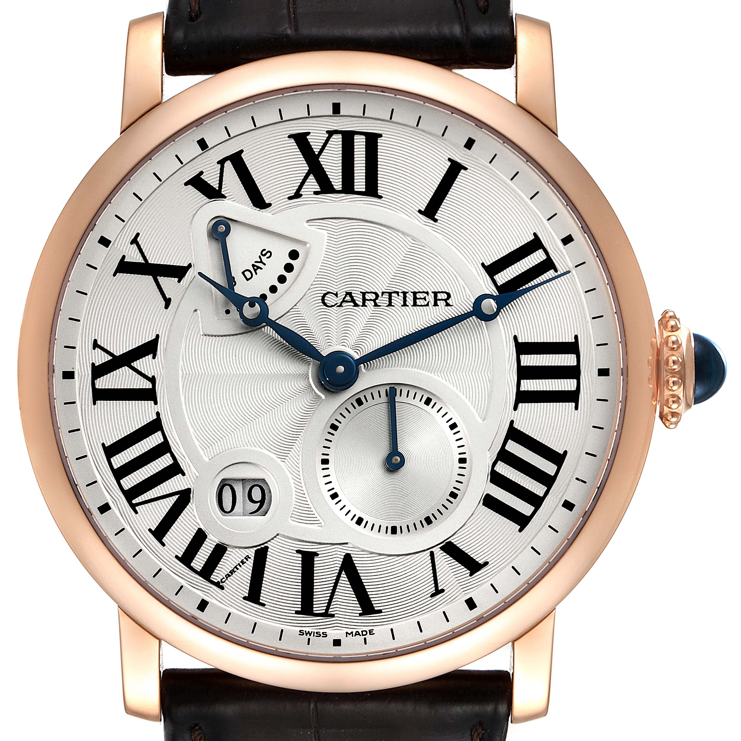 Cartier Rotonde 18k Rose Gold Power Reserve Mens Watch W1556203