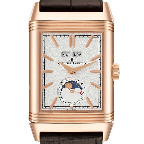 Photo of Jaeger LeCoultre Reverso Tribute Duoface Rose Gold Mens Watch Q3912420 Box Card
