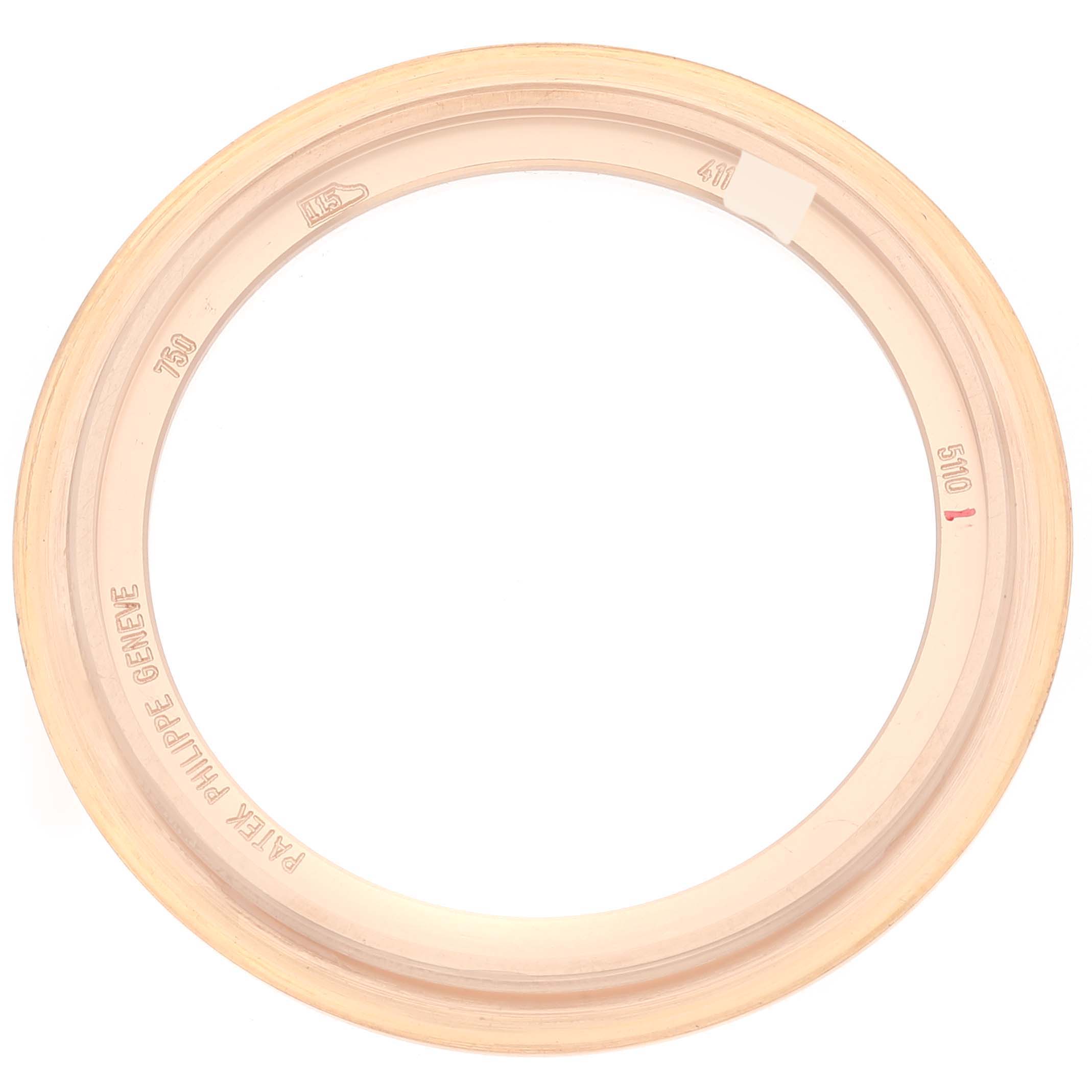 This is a close-up image of a bezel for the Patek Philippe Complications 5110R-001 Men
s Rose Gold Silver Dial 5110R-001 Men
s Rose Gold Silver Dial model watch.